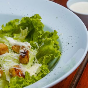 Caesar salad with dressing