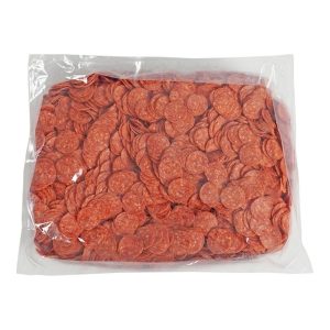 Cup and char pepperoni in vacuum pack